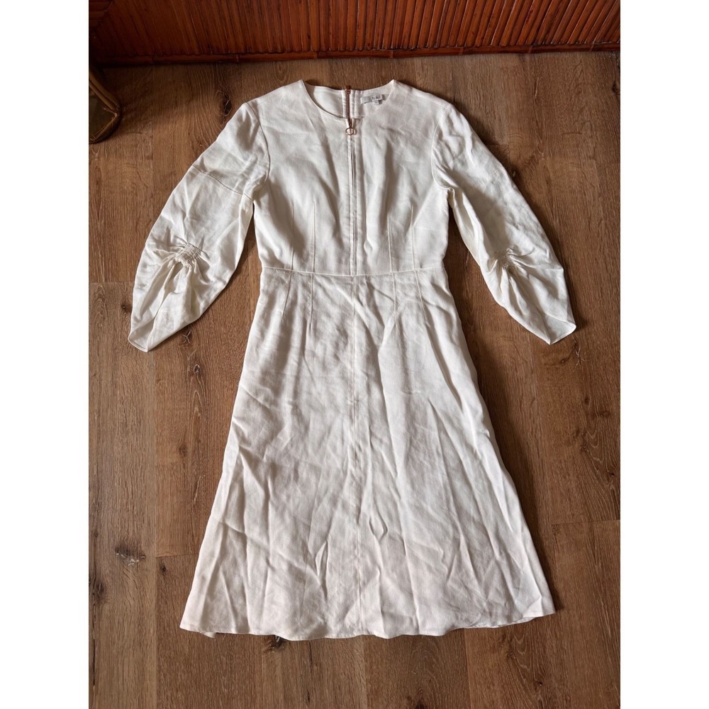 Tibi White Long Sleeve Midi Dress Size‎ 6